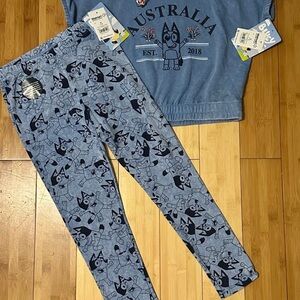 Bluey Australia Graphic Tee and Leggings Set Size M (7/8)